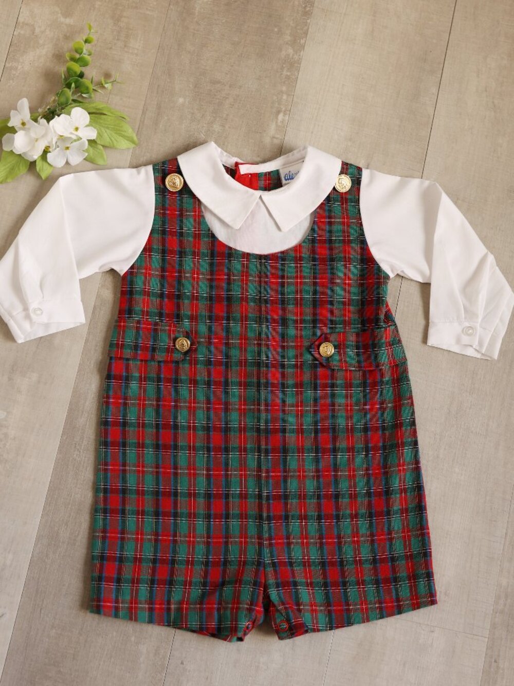 Red Tartan Plaid Jon Jon Shortall Long Sleeve Mock 2-Piece 18M Special Occasion